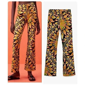 ZARA 70’s Groovy Print Flared Pants Size XS